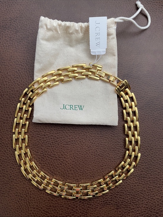 J. Crew Jewelry - J. Crew Shiny Watchband Chain Necklace in shiny matte gold.